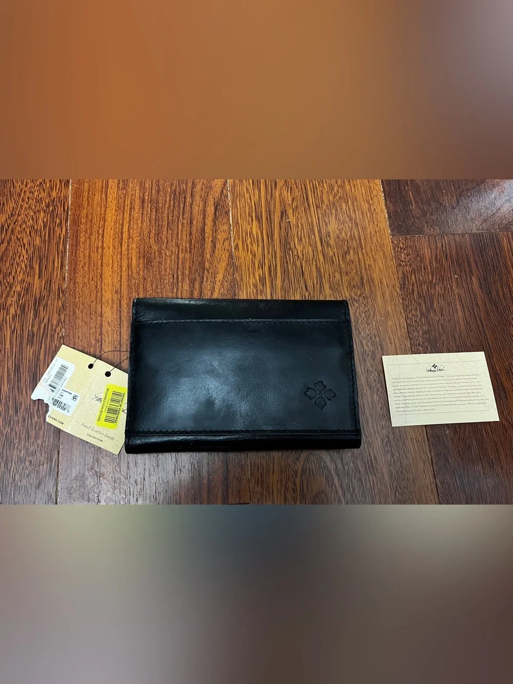 NWT Patricia Nash Black Leather Trifold Wallet — British Coin Concho Detail